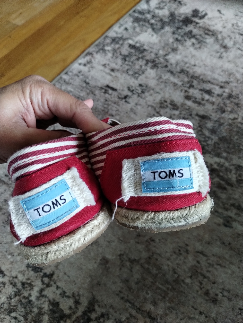 TOMS Red Canvas Espadrille Slip-Ons 8 - Picture 3 of 6